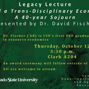 Dr. David Fischer's Legacy Lecture Oct 12th, 3:30pm, Clark A204