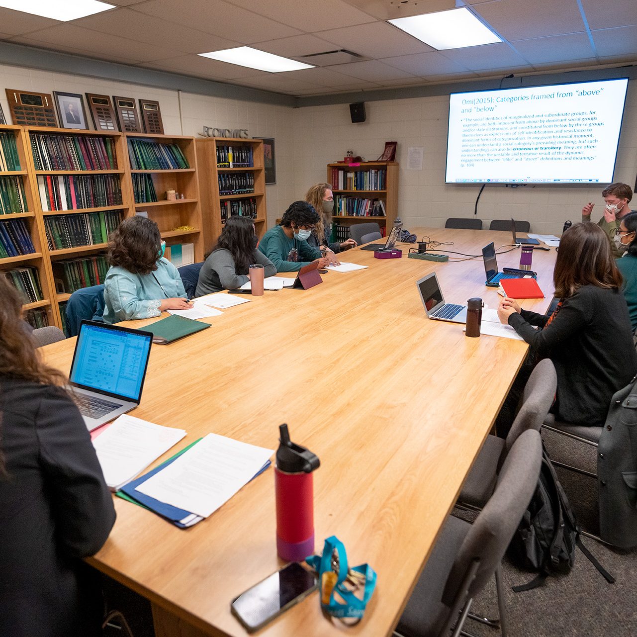 Dr. Elissa Braunstein, Professor and Chair of Economics in the College of Liberal Arts at Colorado State University teaching in a classroom in the Clark building